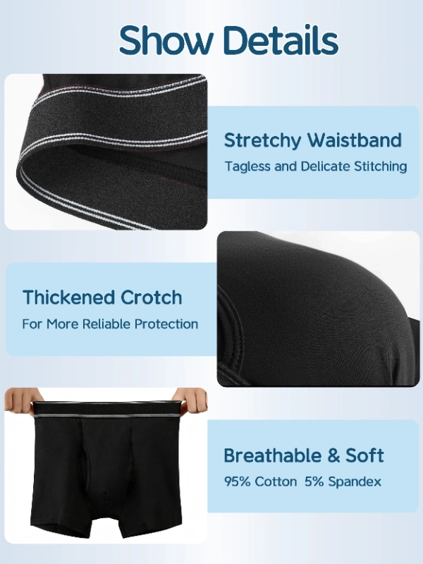 tiichoo mens incontinence underwear with cotton fabric stretch waistband and absorbent crotch design